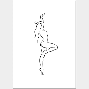 Dancing woman, Female body line art minimalist Posters and Art